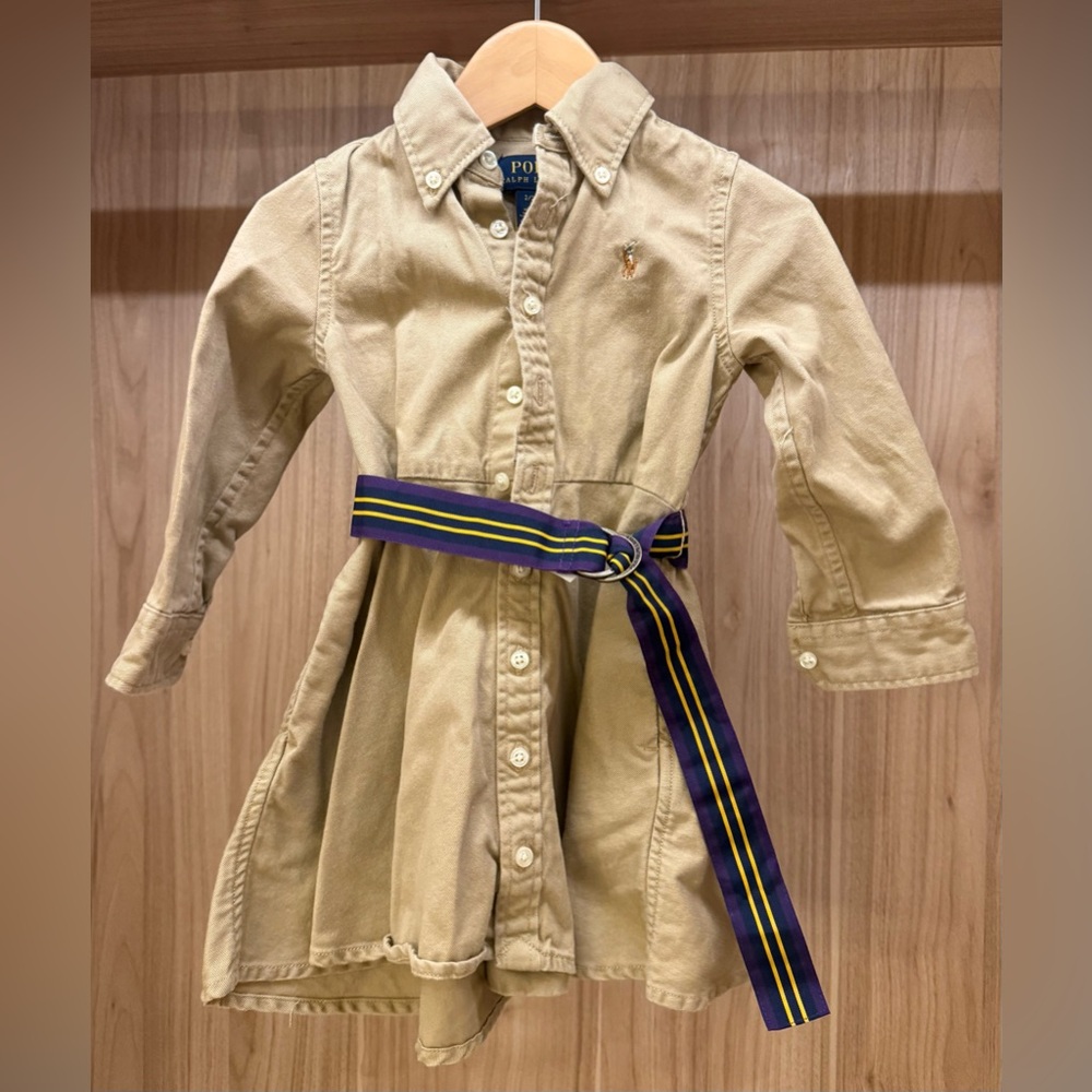 Polo by Ralph Lauren Beige Button-Up Shirt Dress 2T
